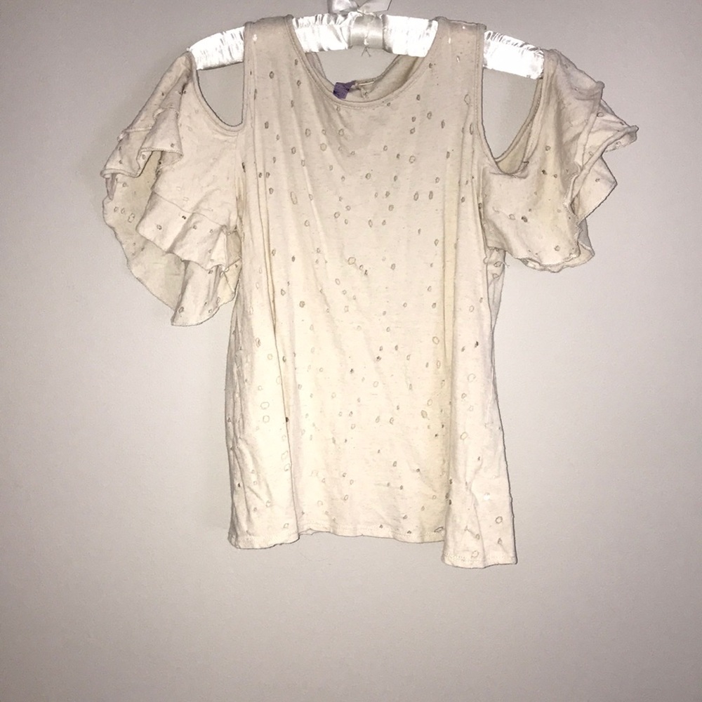 Cream keyhole shoulder shirt